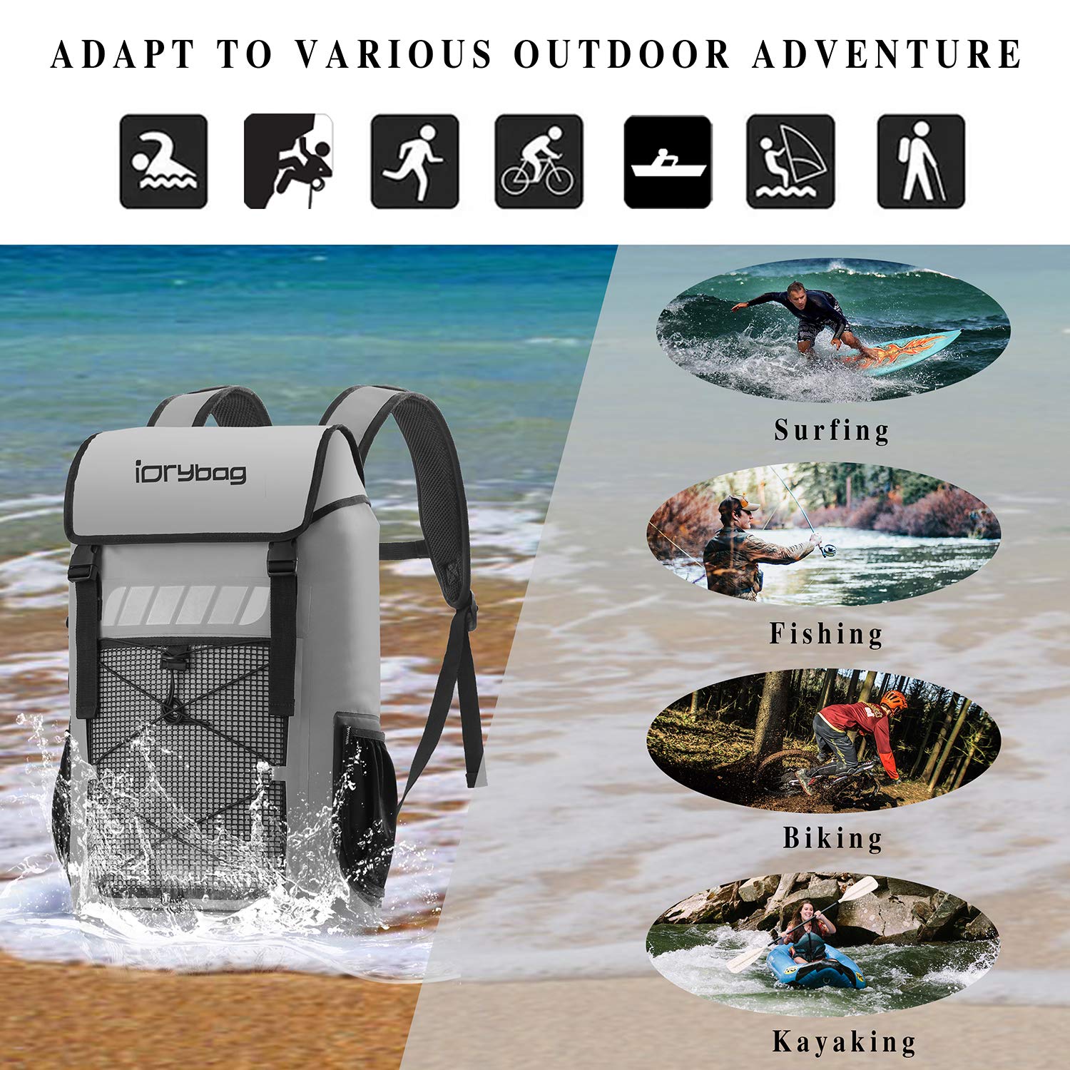 IDRYBAG on a kayak showing real-world use and water protection benefit