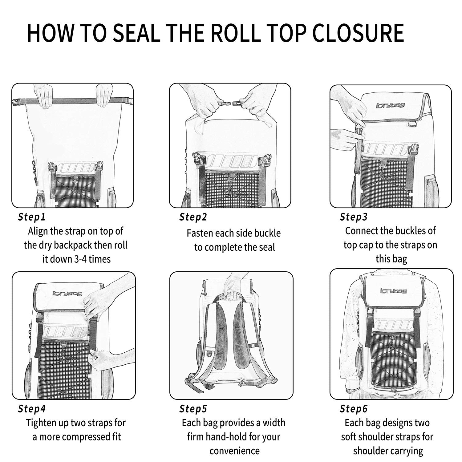 IDRYBAG padded shoulder strap detail offering comfort benefit