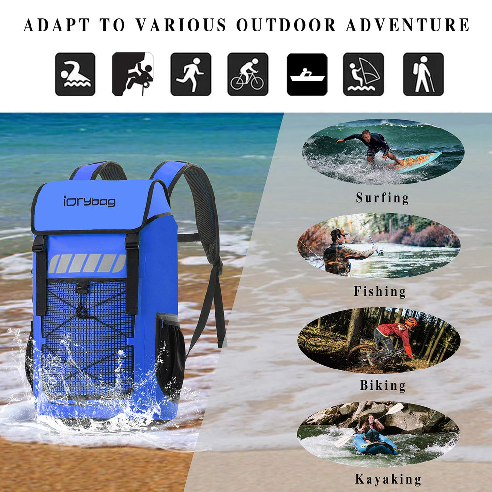 IDRYBAG size comparison of 25L and 45L demonstrating packing capacity choice