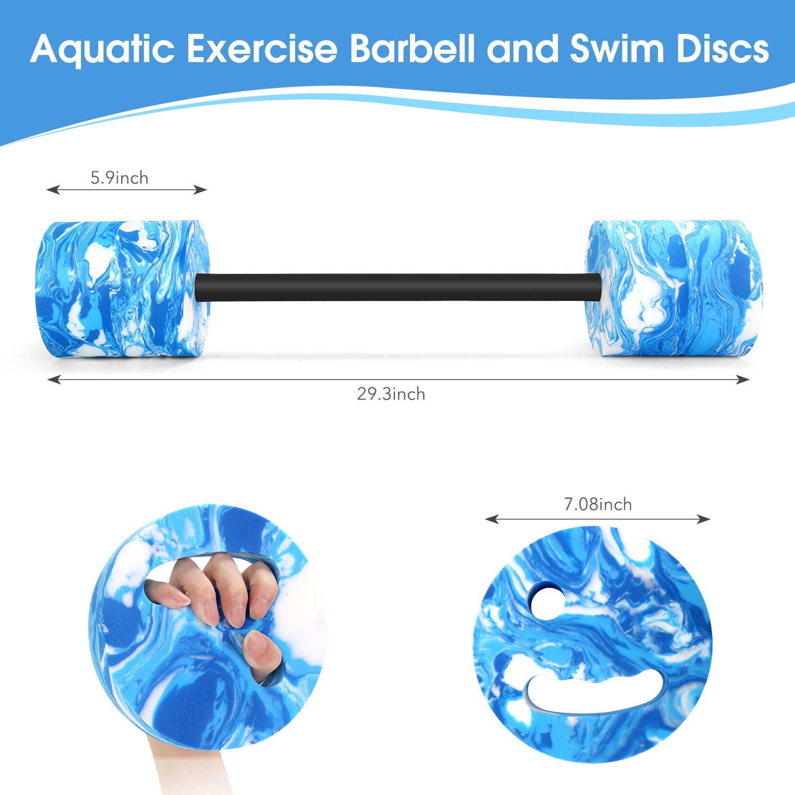 IEBIYO close-up of foam-padded handle for secure, comfortable pool grip