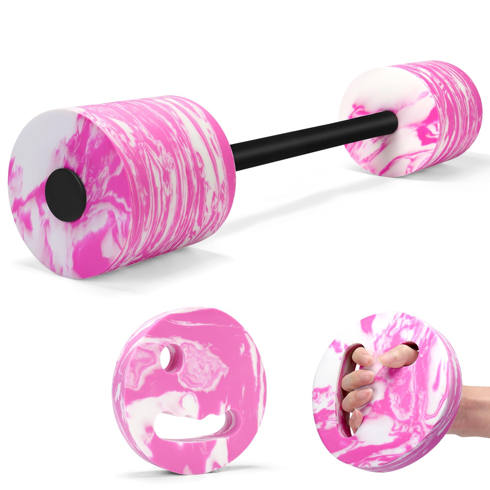 IEBIYO swim barbell front view showing full length and bright color benefit visibility