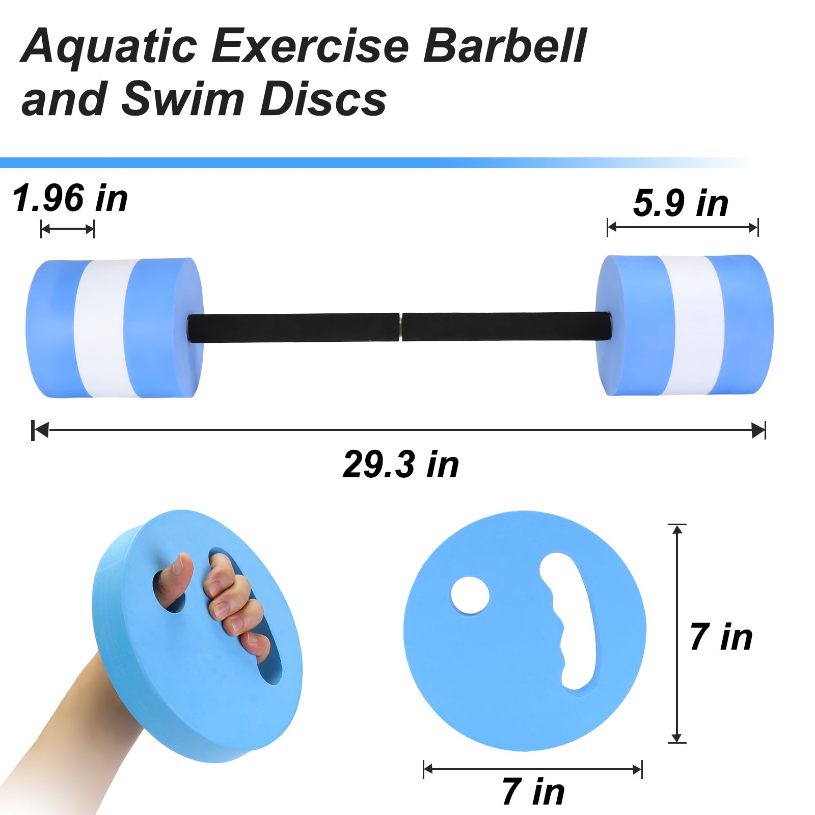 IEBIYO top view of two 7-inch water exercise discs showing wide surface for more drag