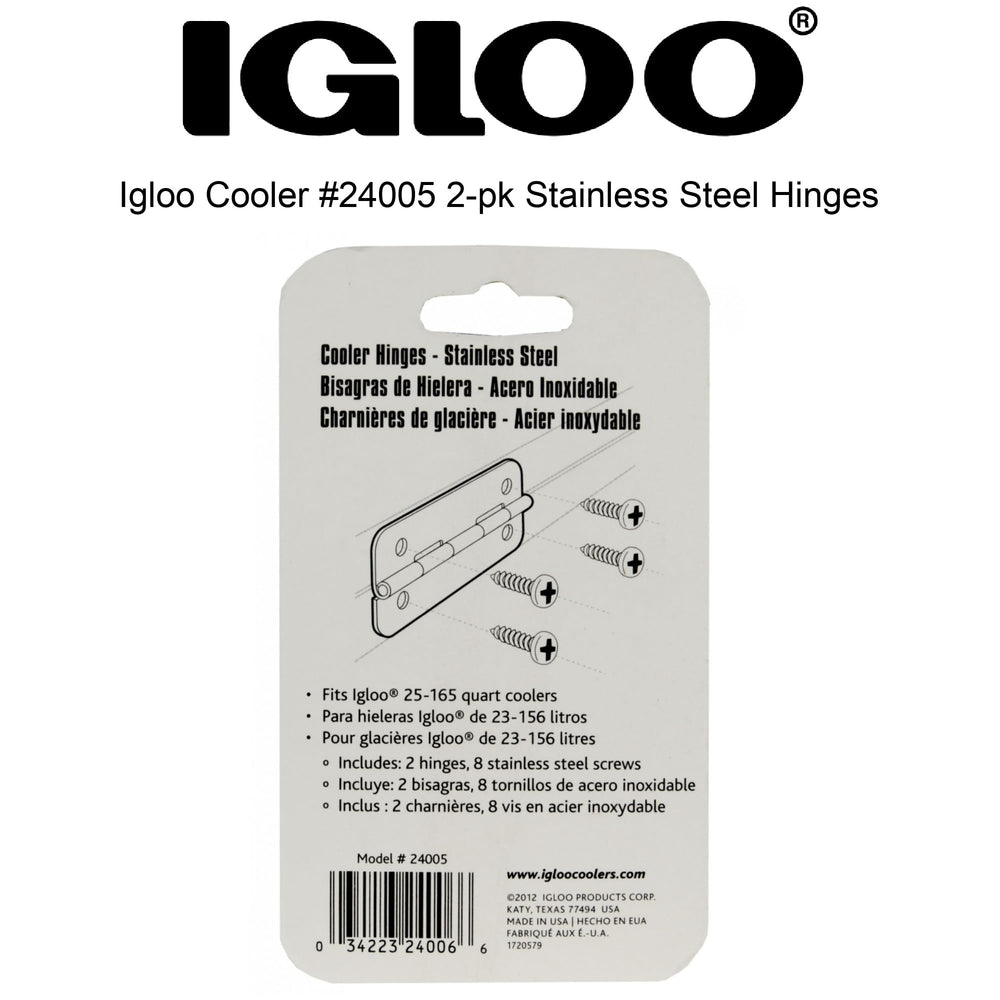Igloo hinge beside ruler showing 2-1/2 by 1-1/4 inch size for accurate fit