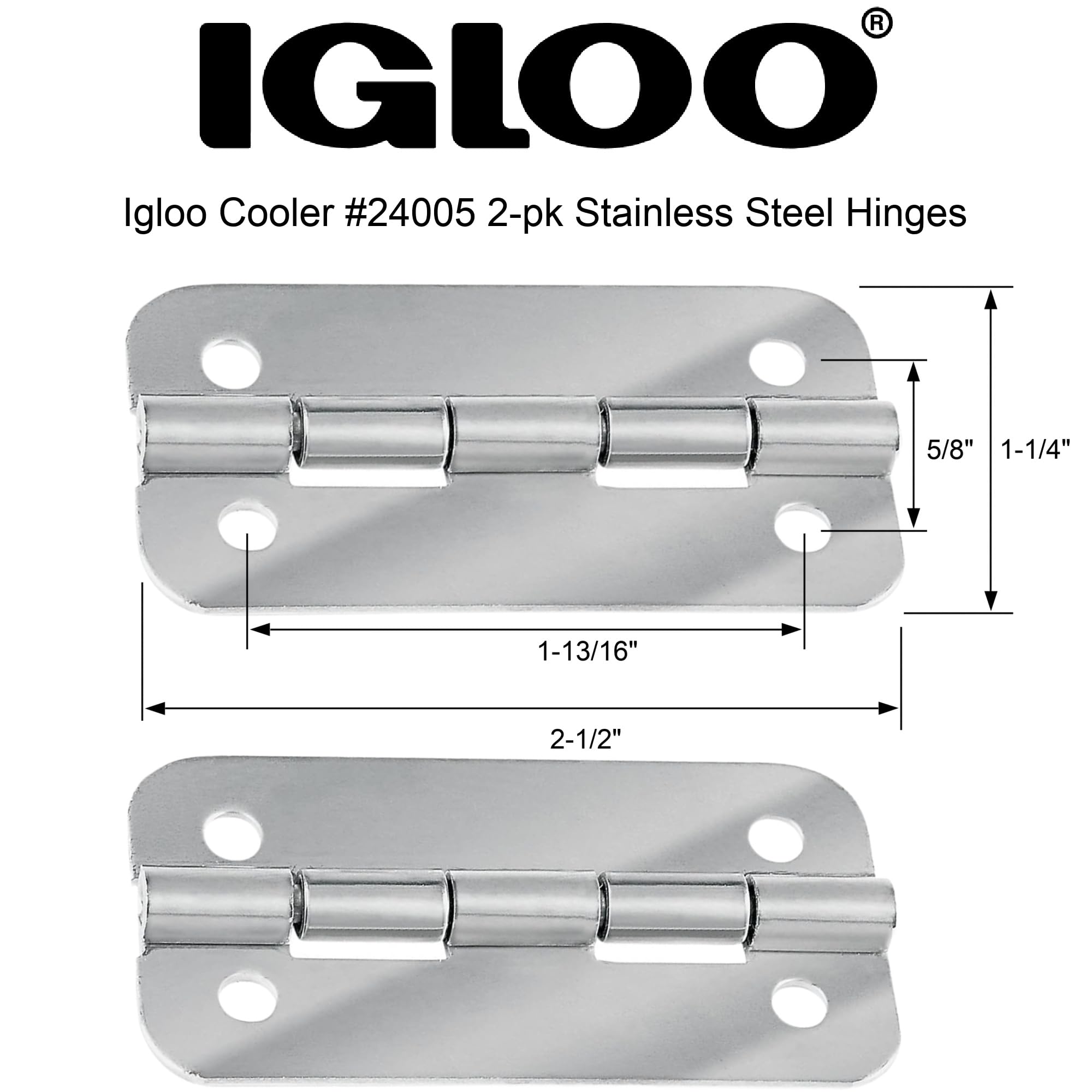 Close-up of Igloo hinge finish highlighting rust-resistant stainless-steel benefit