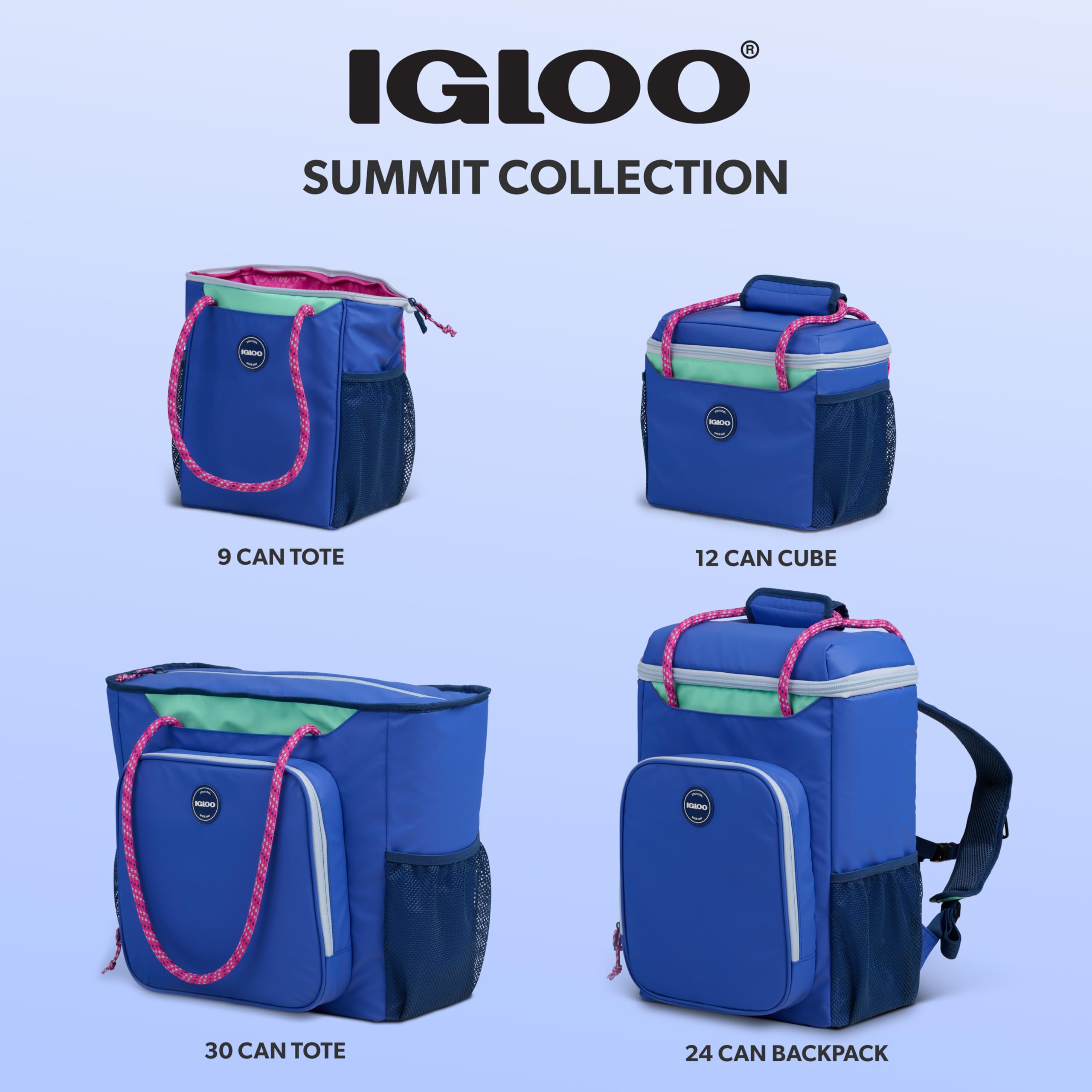 Igloo Summit Cube shown with 12 cans to illustrate capacity and practical scale