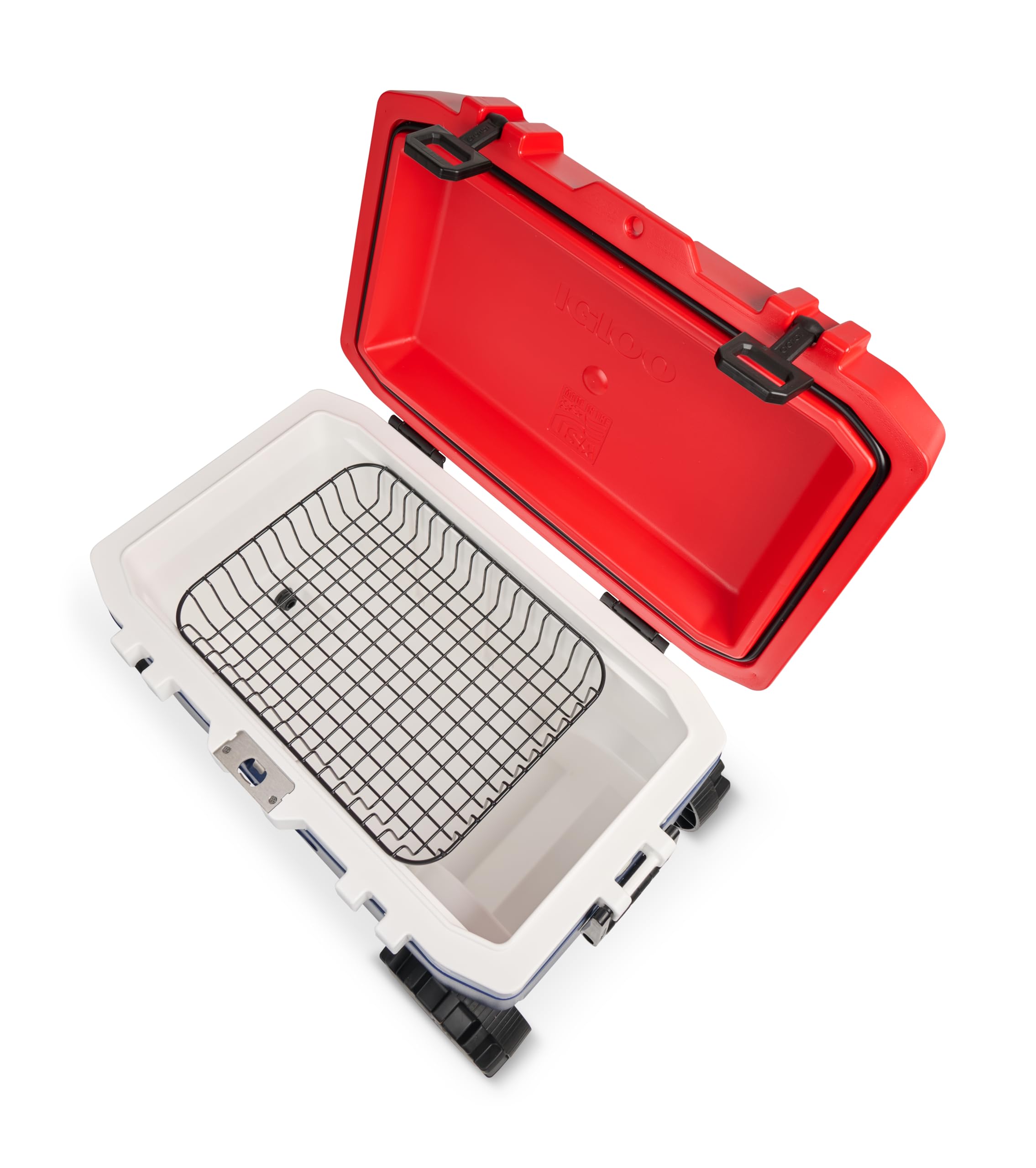 Igloo Trailmate next to cooler-sized crate showing 75-quart scale and capacity