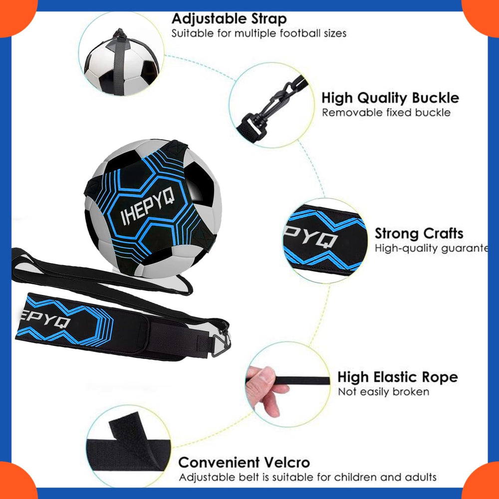 IHEPYQ solo trainer tether attached to soccer ball showing solo control practice