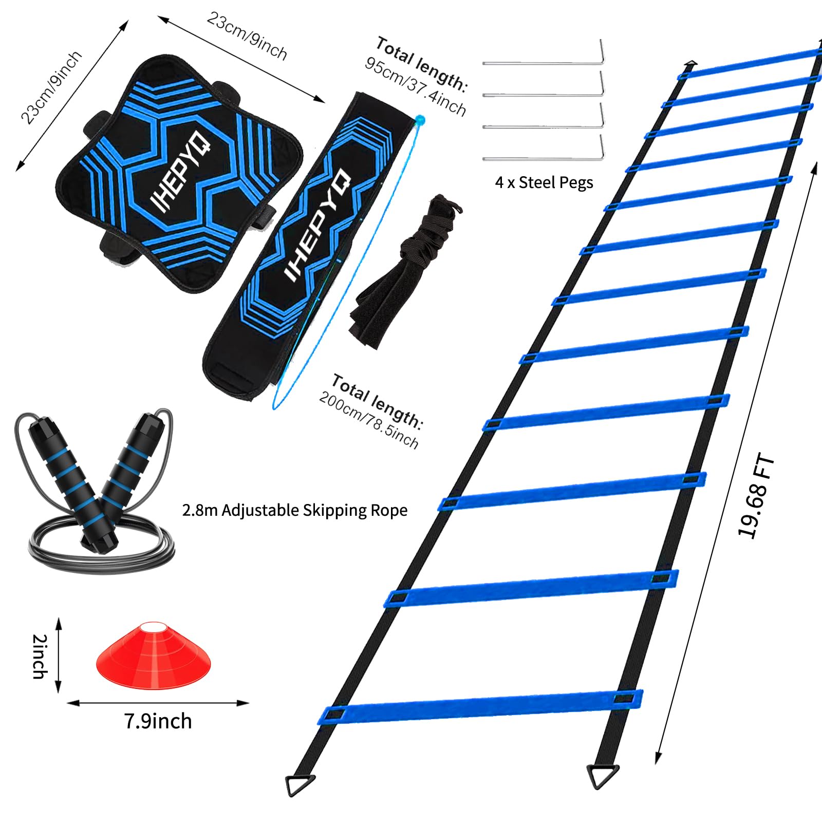 IHEPYQ athlete using ladder and cones in practice showing improved footwork