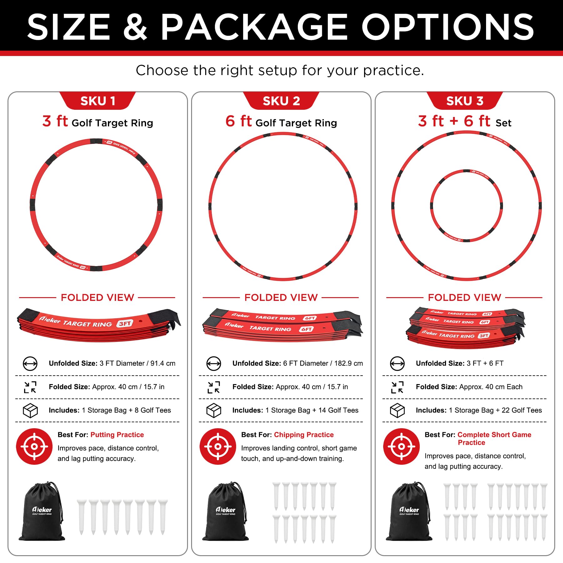 IJEKER folded rings inside a golf bag highlighting easy portability