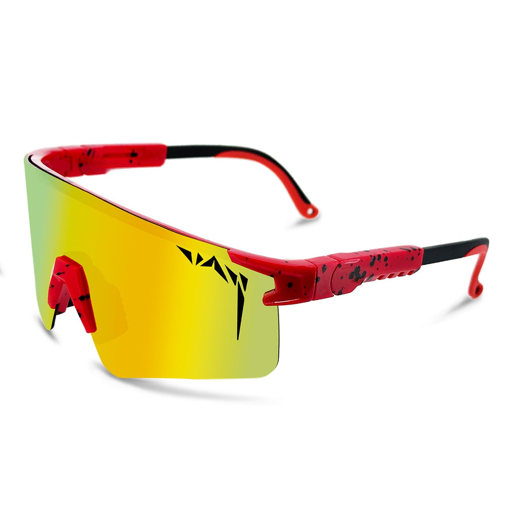 IKTOD red frame front view showing sporty shape and full-coverage protection