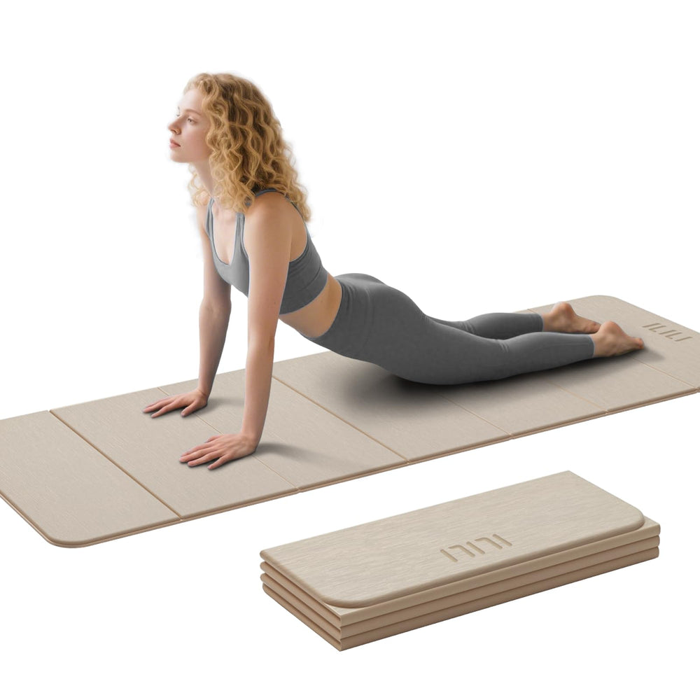 ilili folded mat front view showing compact storage and easy portability