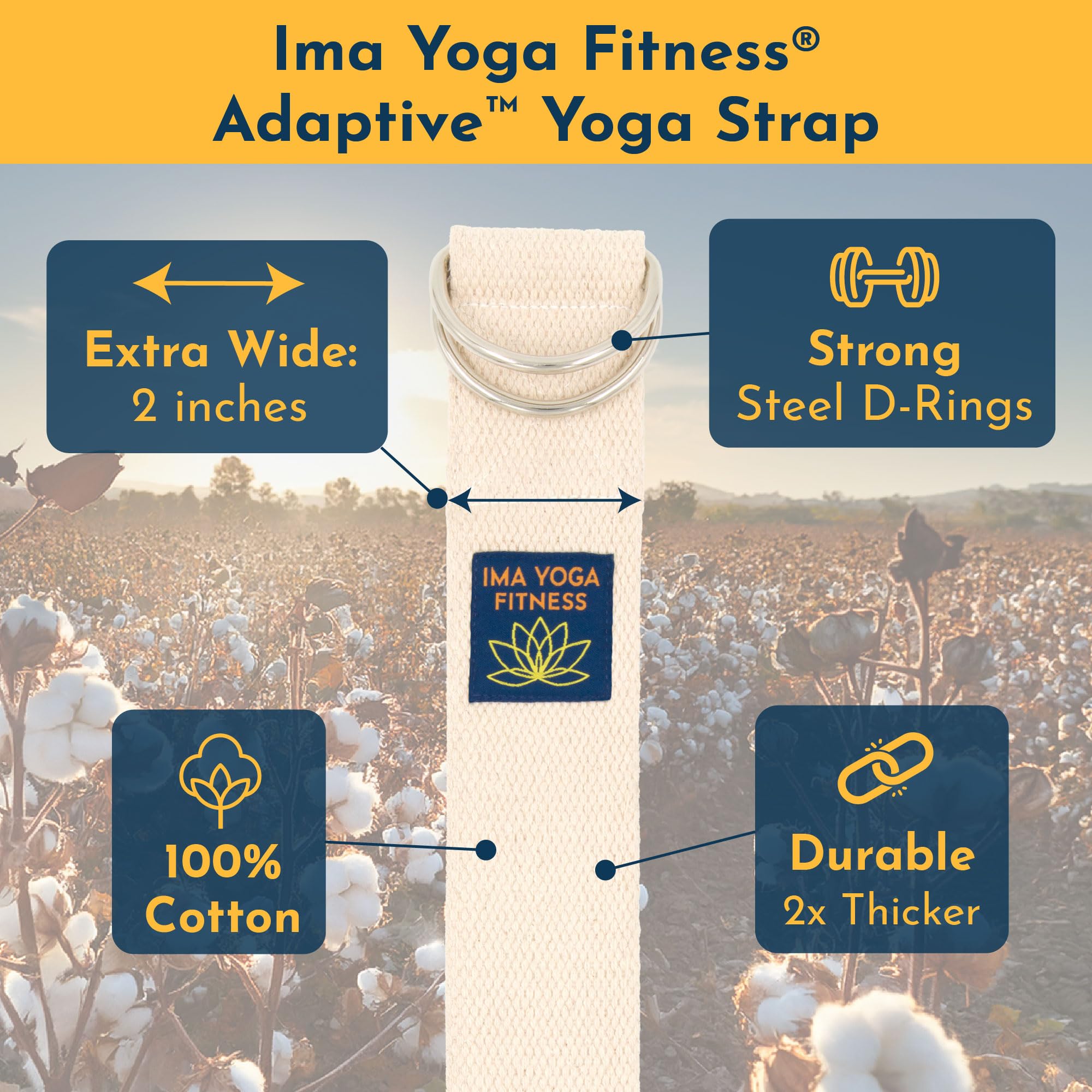 Ima Yoga Fitness steel D-rings close-up demonstrating secure adjustable hold
