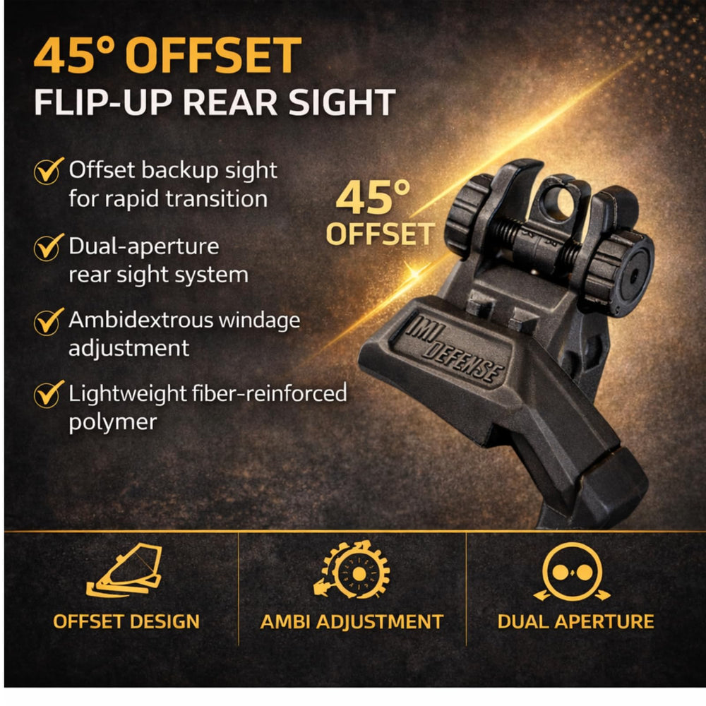 IMI Defense side profile mounted on Picatinny rail demonstrating 45-degree cant advantage