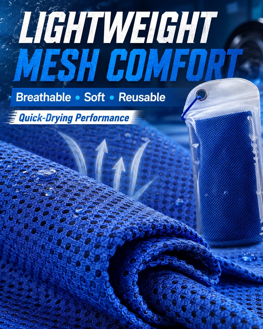 immoono towel wrapped around neck of runner providing instant cool relief
