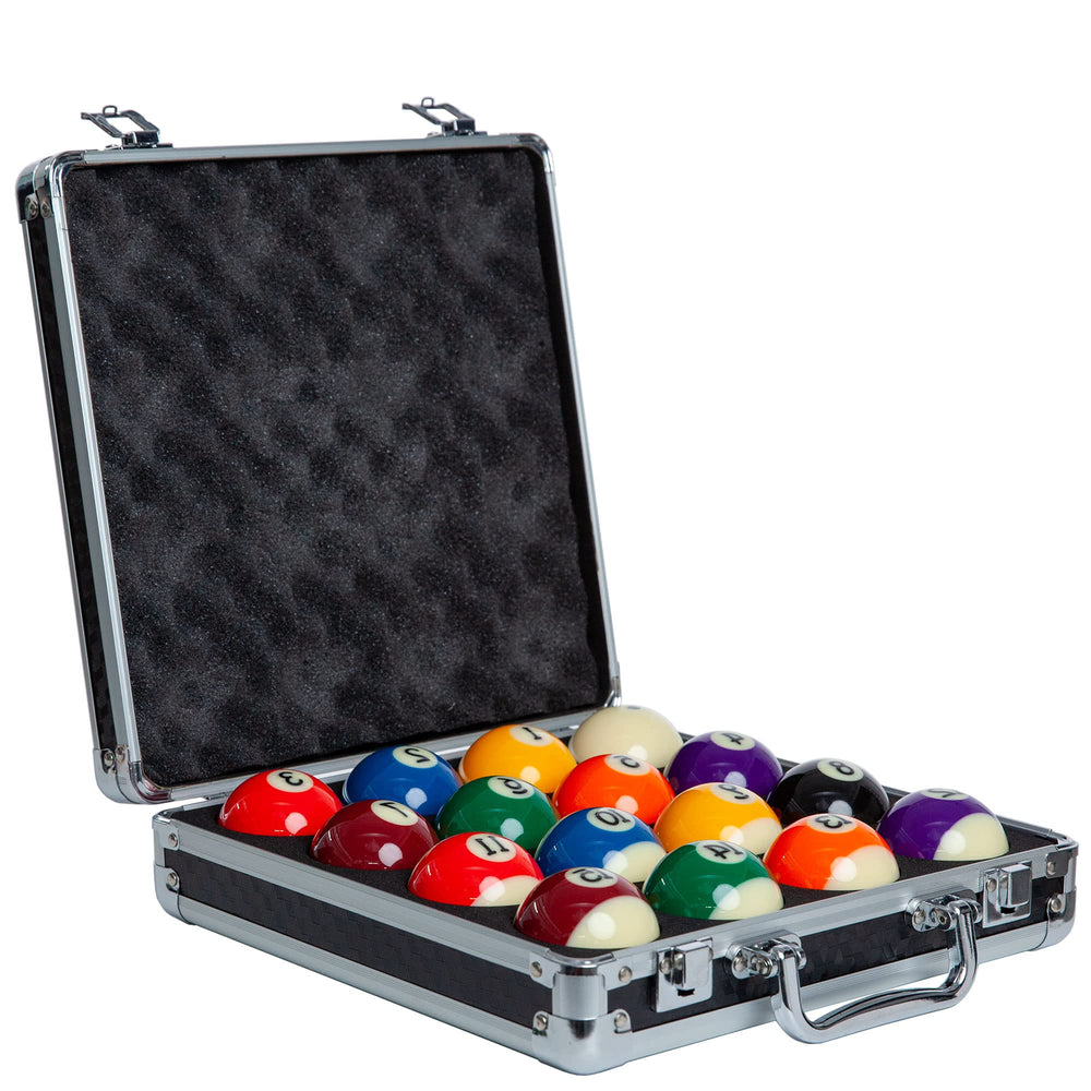 Imperium Style front view open case showing organized balls and portability