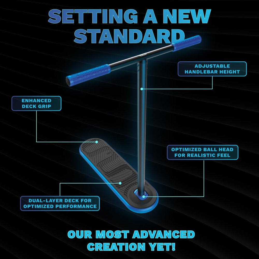 In Do The Trick Scooter deck closeup highlighting durable aluminum and realistic feel