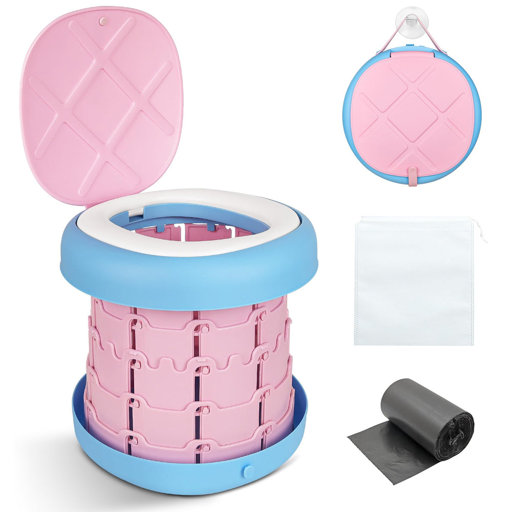 Inmorven front view folded portable potty, compact for travel