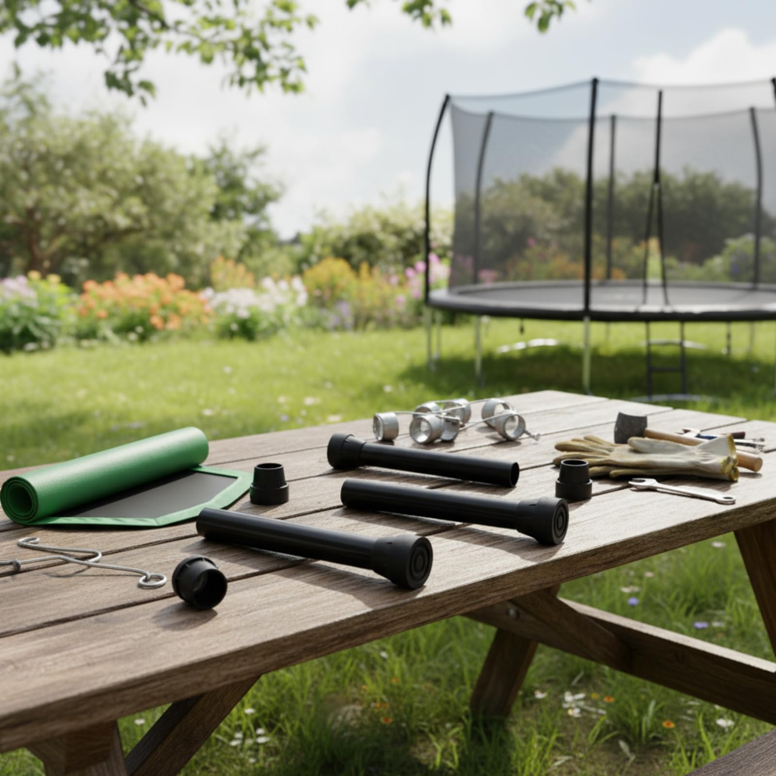 Innconee legs on a backyard trampoline in use providing steady support and confidence
