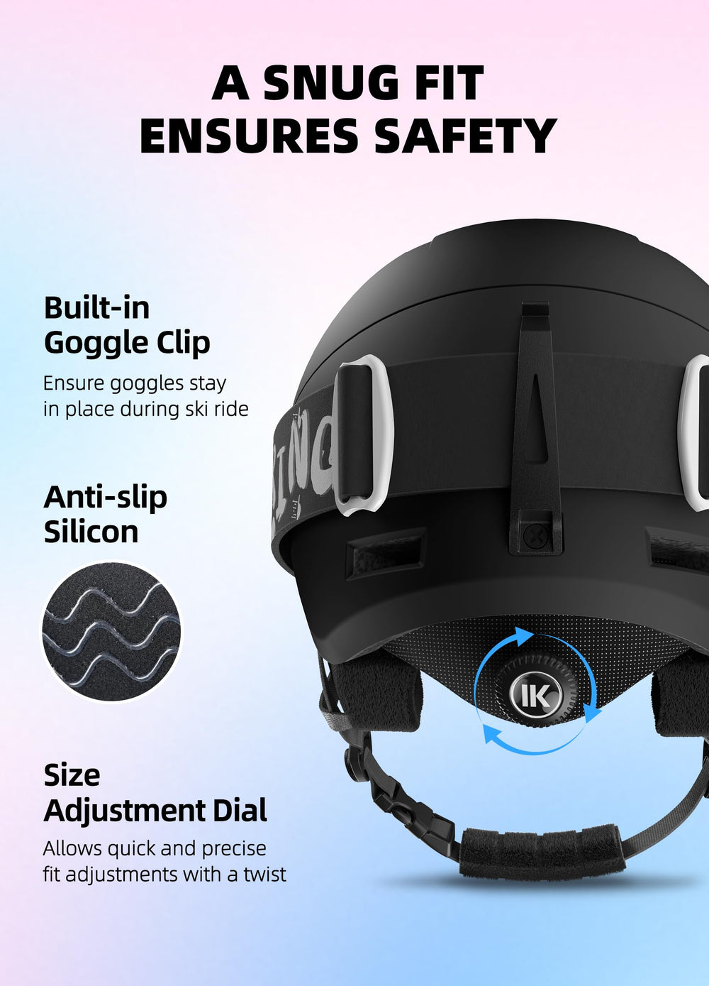 InnerKing adjustment dial and chin strap for quick precise fitting benefit