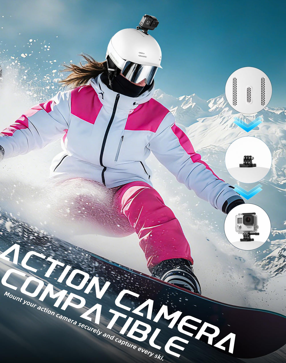 InnerKing helmet built-in camera mount demonstrating hands-free recording ability