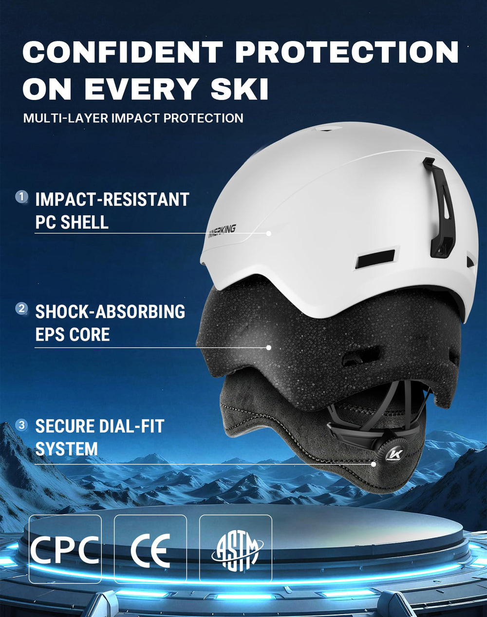InnerKing helmet rear dial close-up, precise 360° adjustable fit