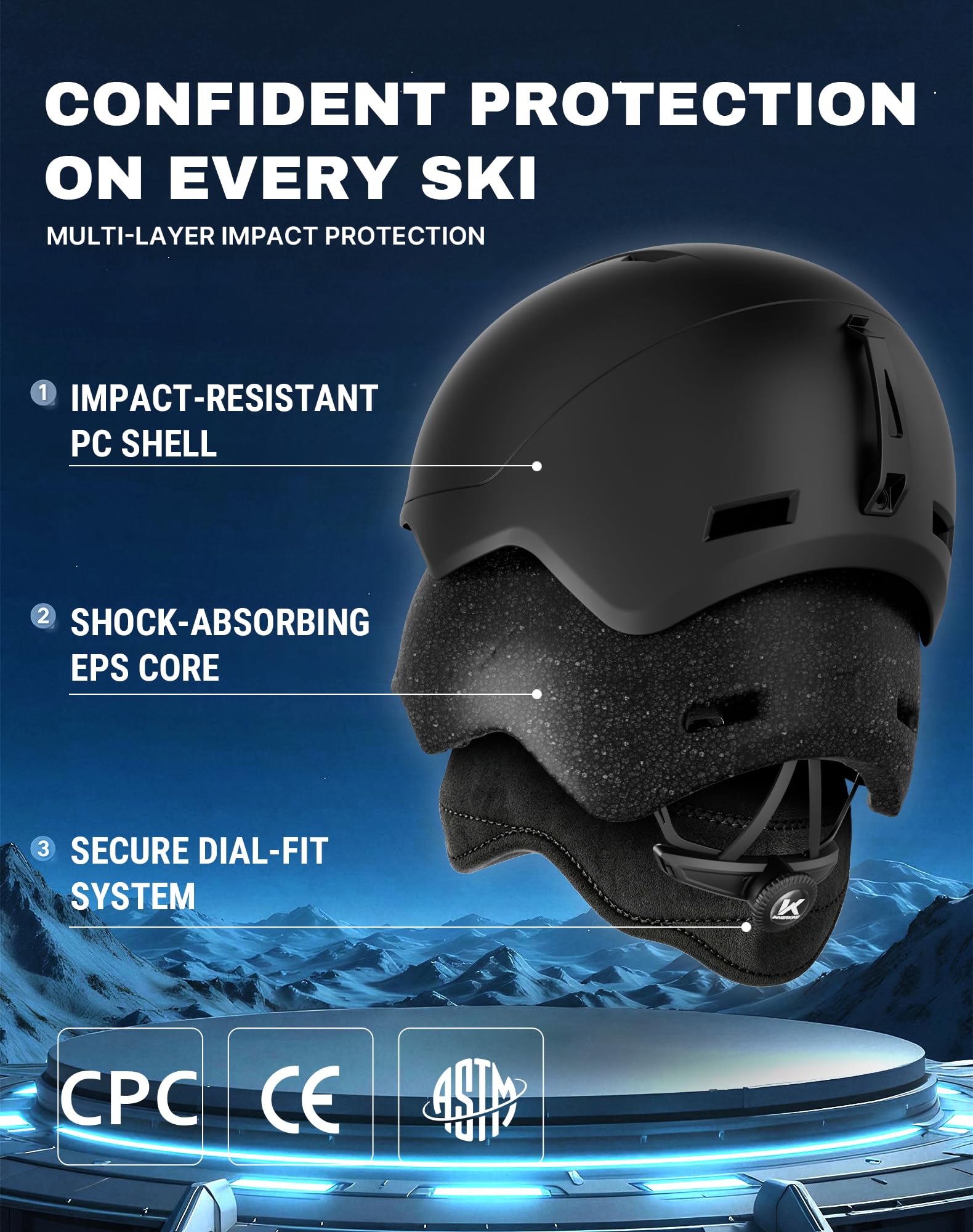 InnerKing helmet rear dial close-up for 360° adjustable fit benefit