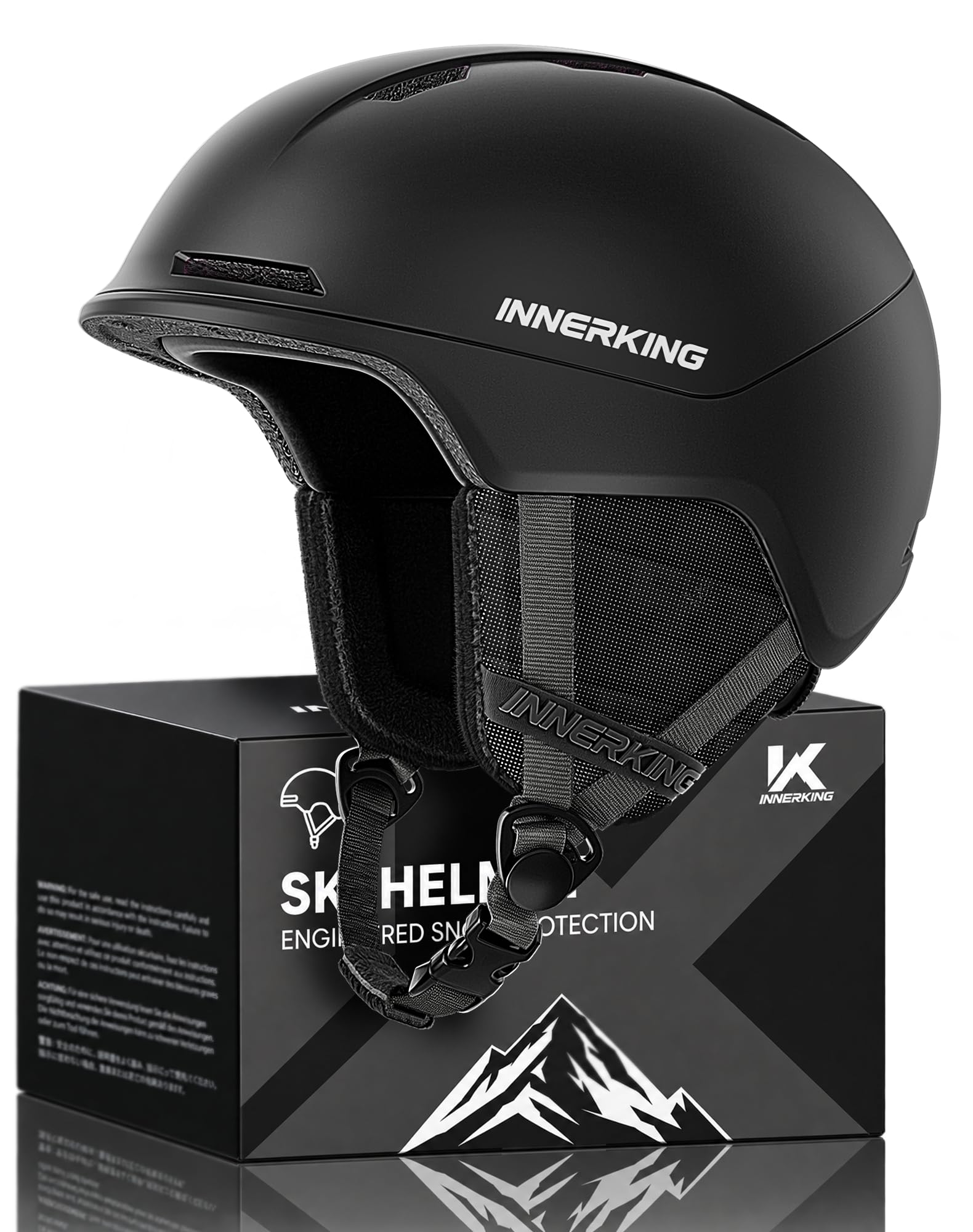 InnerKing helmet front view showing matte finish and secure fit benefit