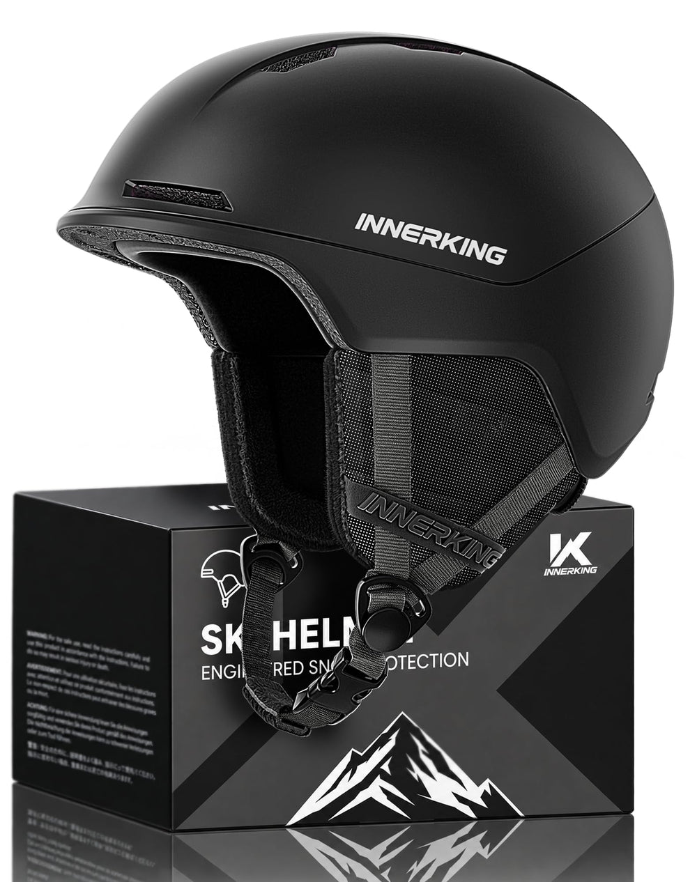 InnerKing helmet front view showing matte finish and secure fit benefit