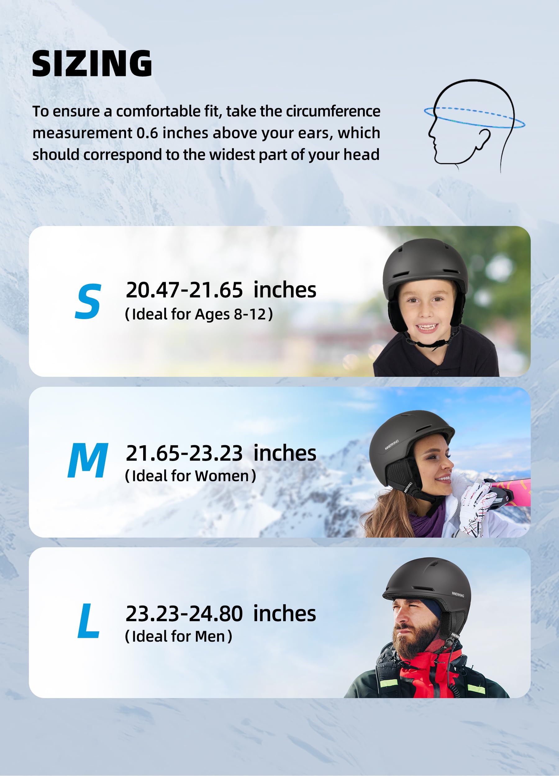 InnerKing helmet paired with goggles in outdoor lifestyle use