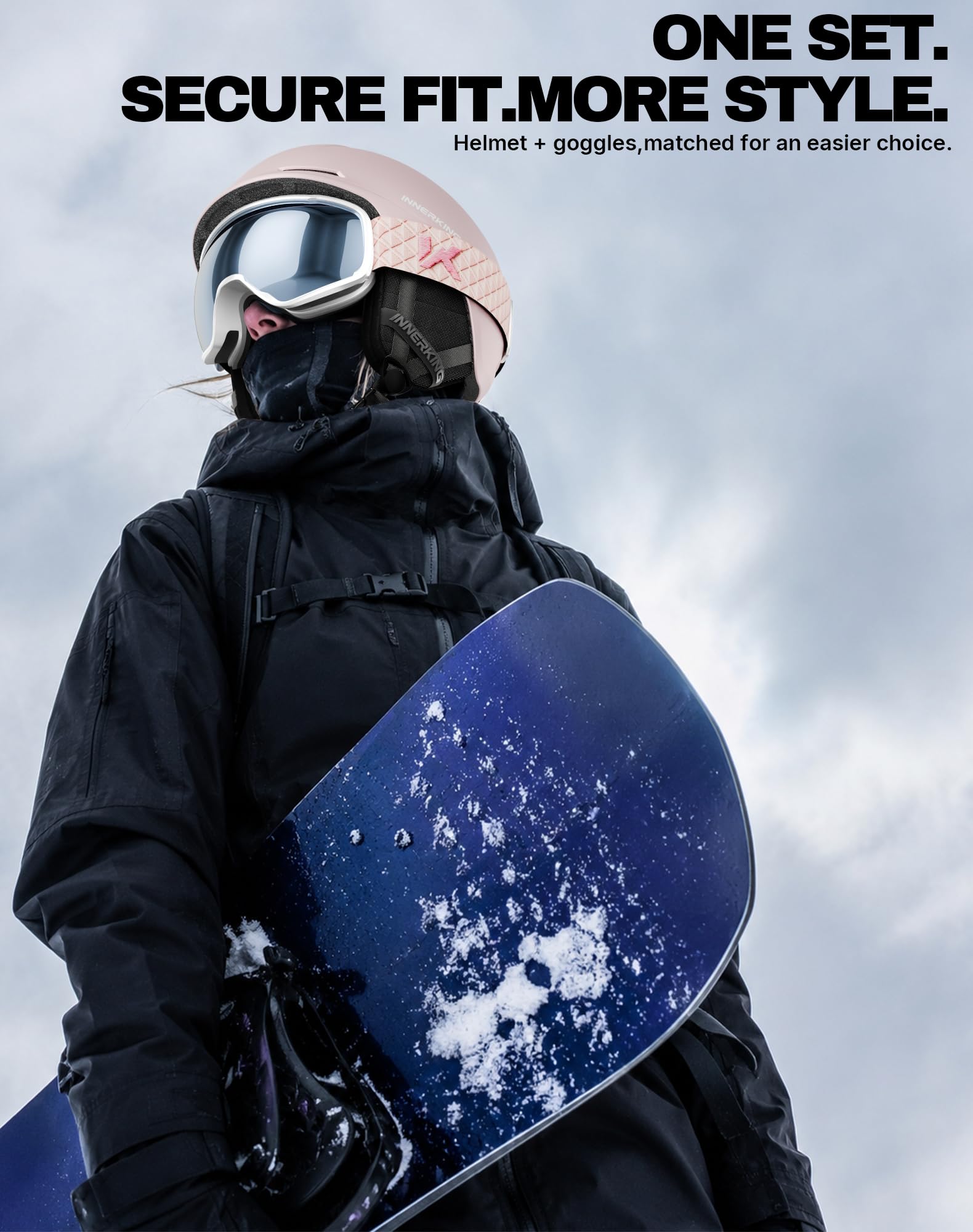 InnerKing helmet worn on-mountain lifestyle shot showing lightweight comfort and style