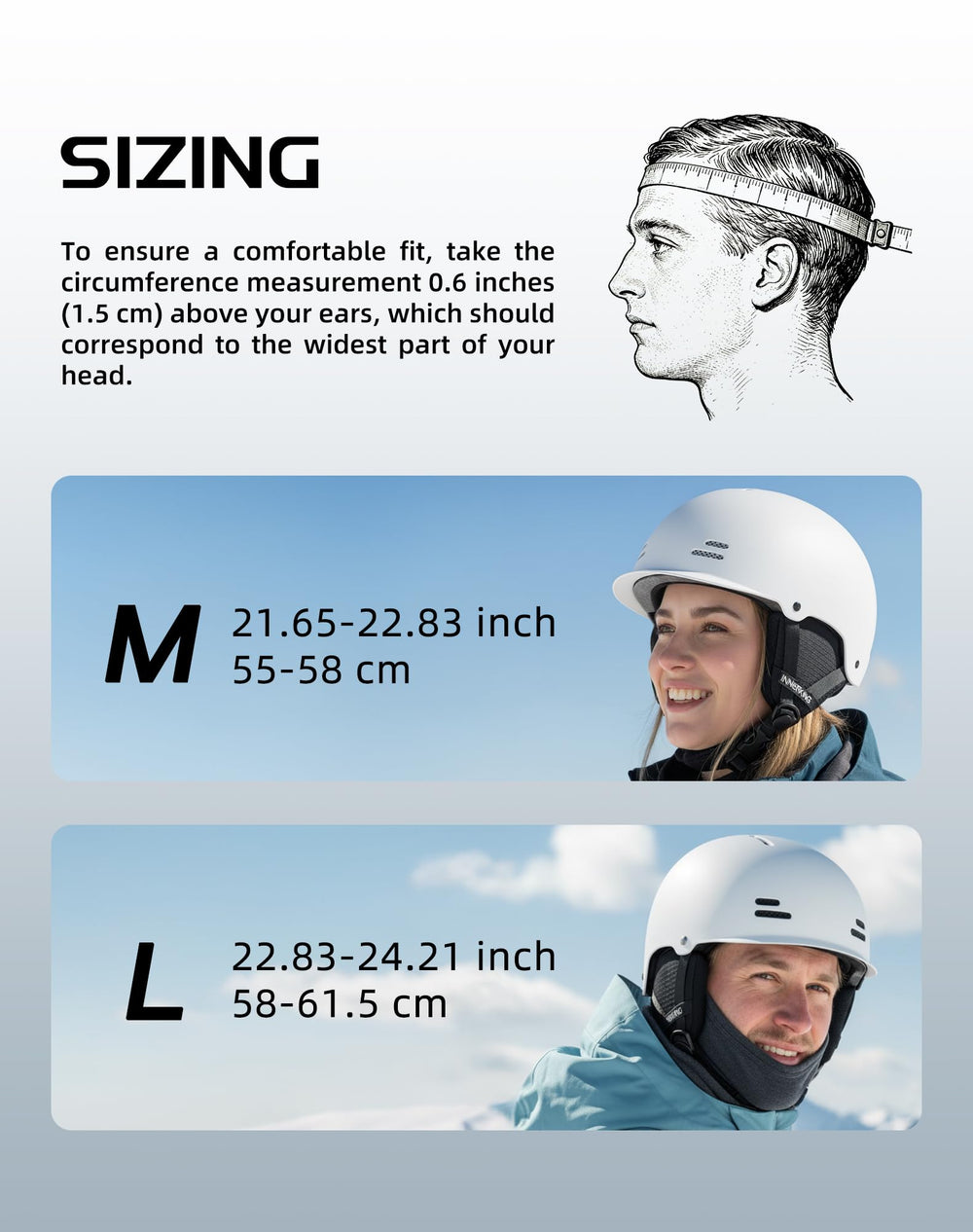 InnerKing helmet size comparison showing scale and fit options for users