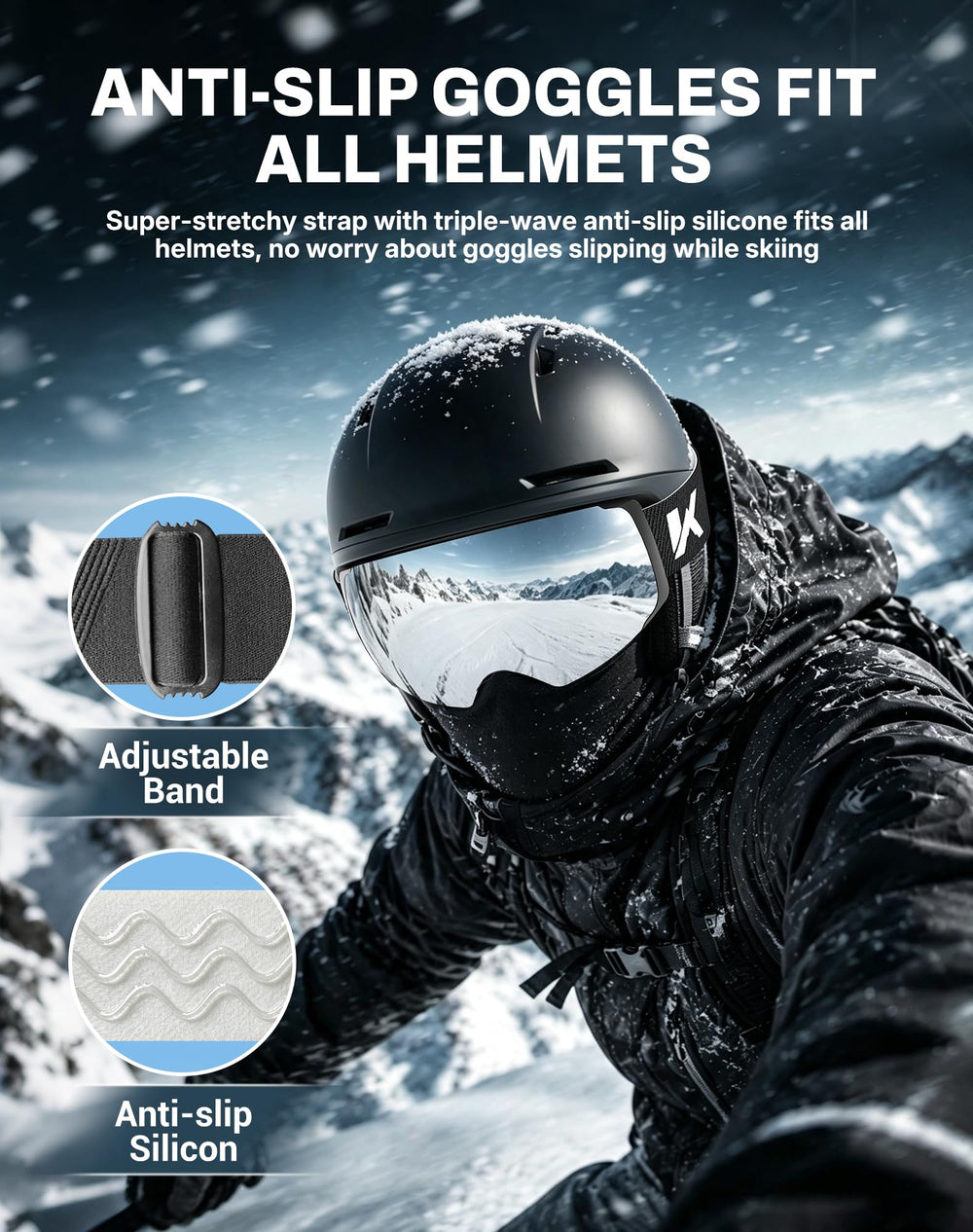 Innerking strap close-up with silicone strips showing no-slip stability benefit