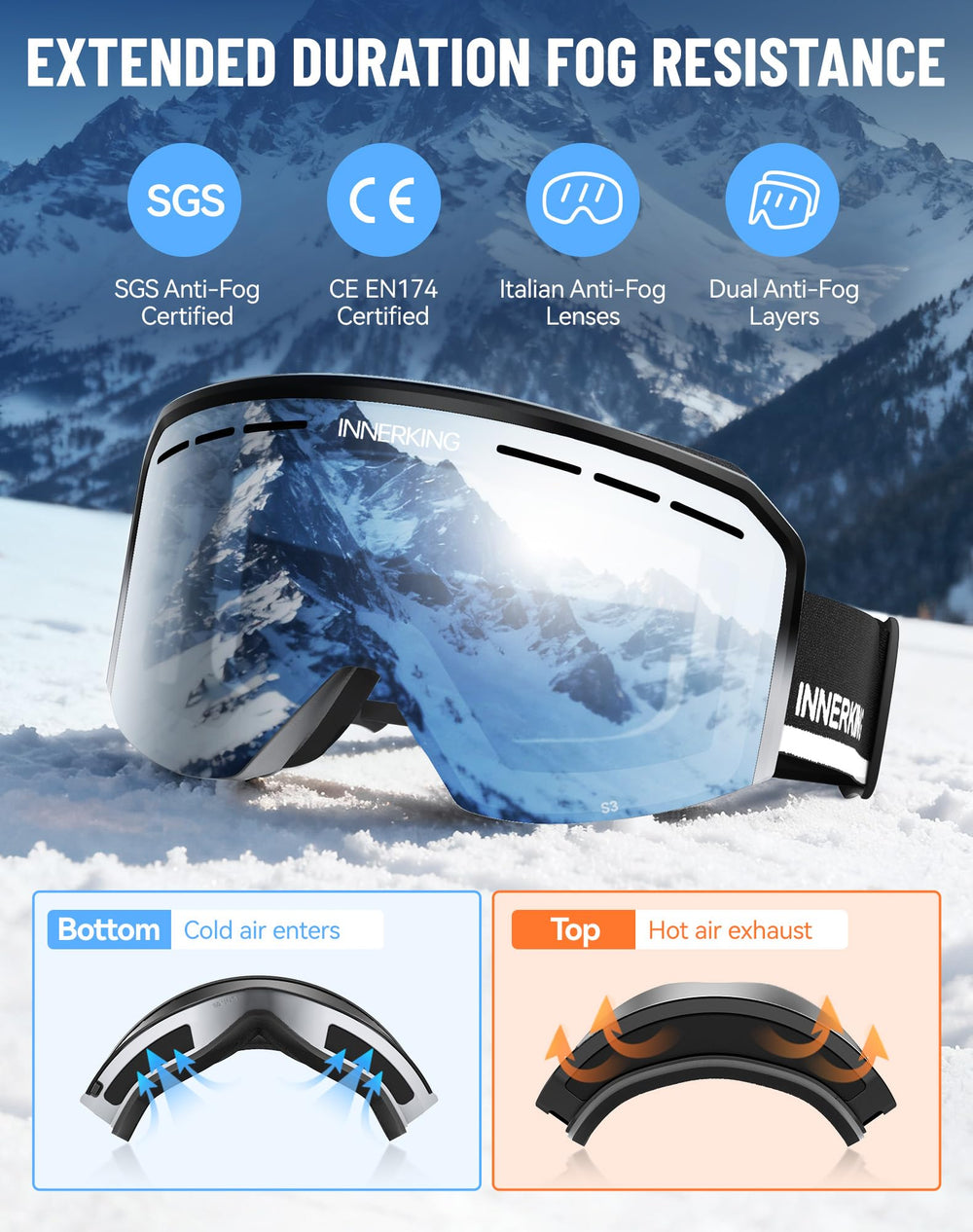 InnerKing helmet ventilation and lining close-up for breathable warmth