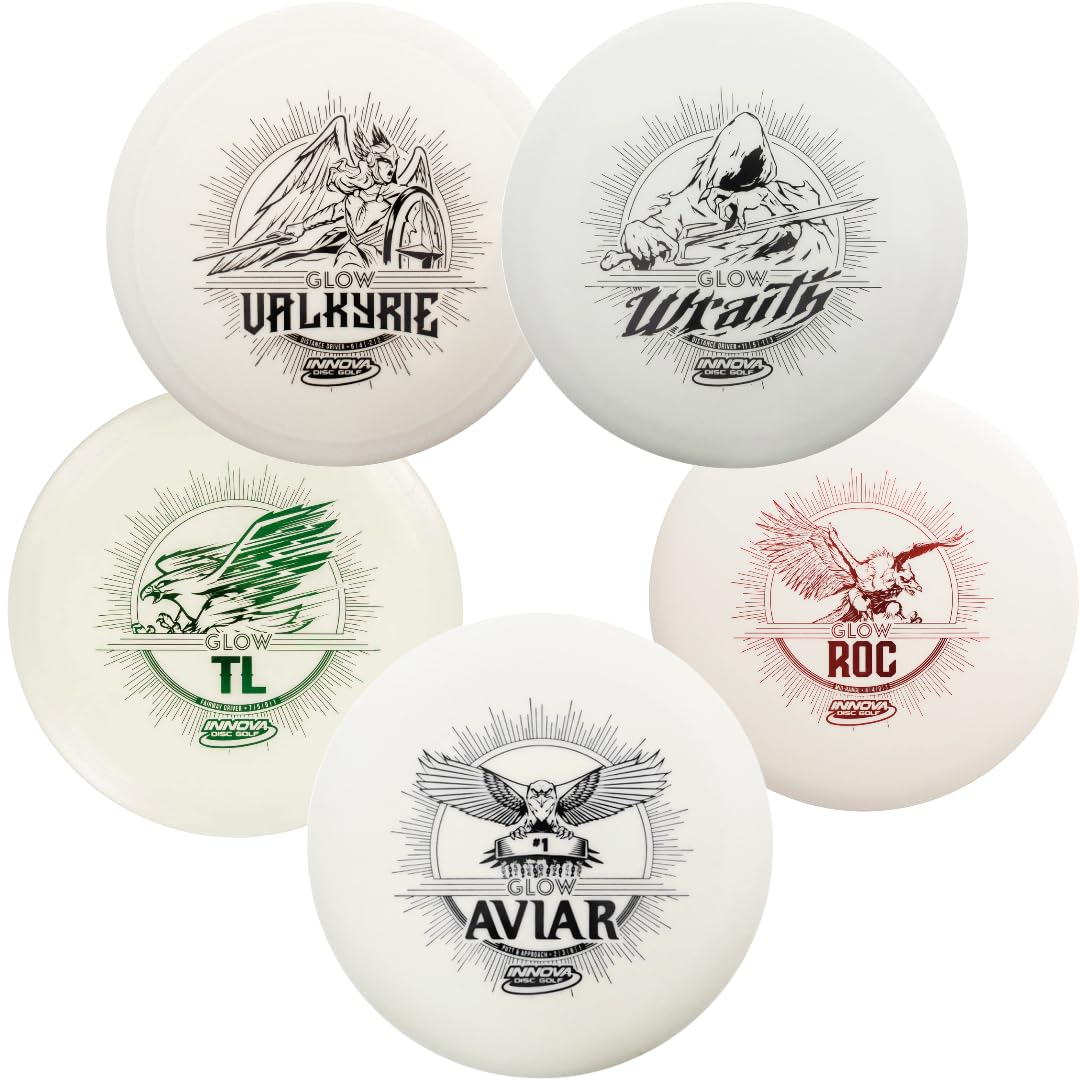 INNOVA DX Glow front view showing four discs and glow visibility, ideal for beginner play