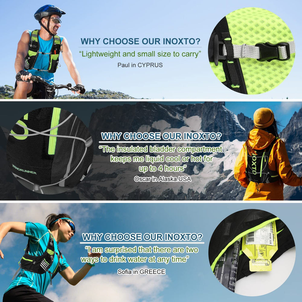 INOXTO front pocket layout storing gels phone and keys for quick access