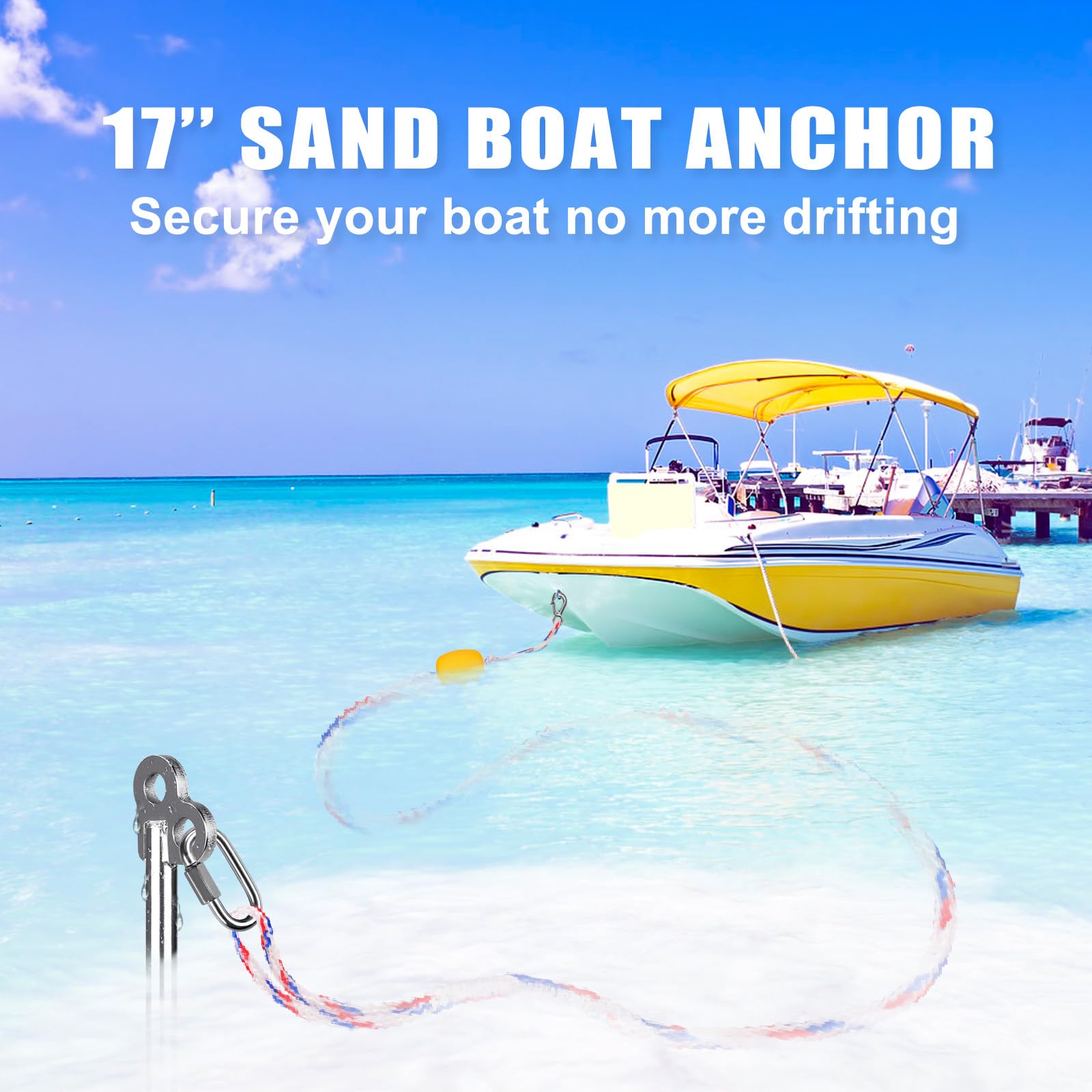 Insaga anchor in beach lifestyle scene for safe shallow-water mooring