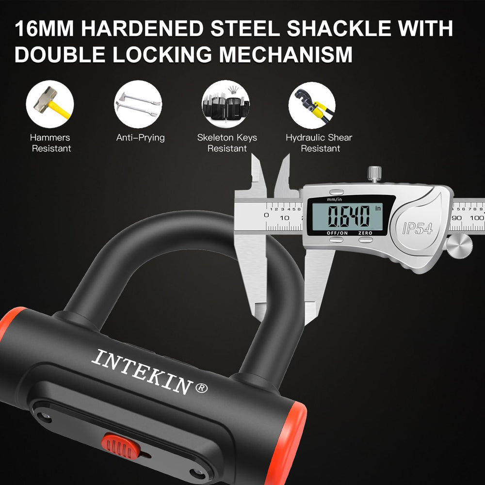 INTEKIN chain wrapped on a motorcycle demonstrating visible theft deterrence
