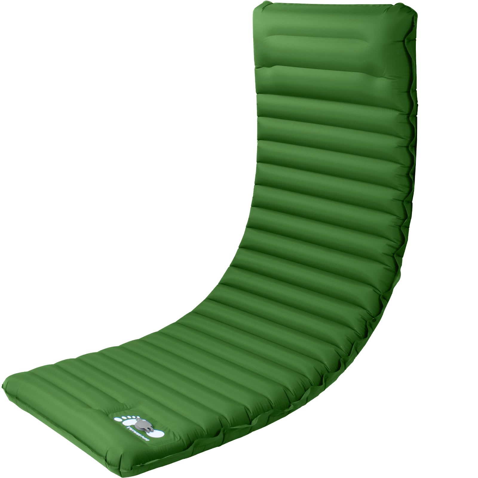 INVOKER front view of green sleeping pad showing full length and support benefits