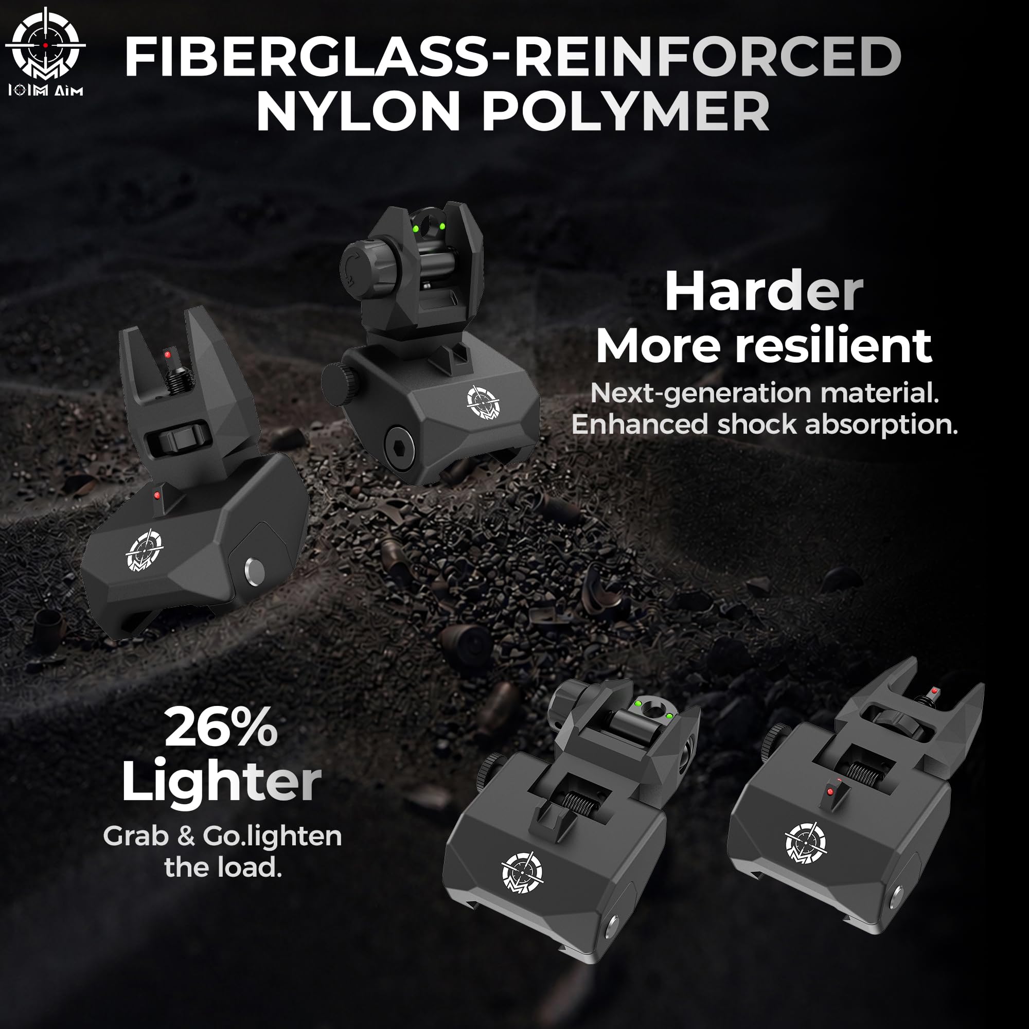 IOIM Aim rear sight front view offering dual-aperture alignment benefit