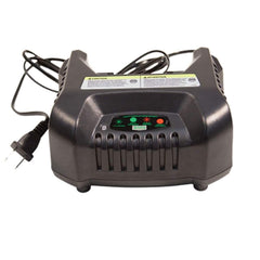 ION ICE FISHING charger front view showing compact black design and plug, reliable fast charging
