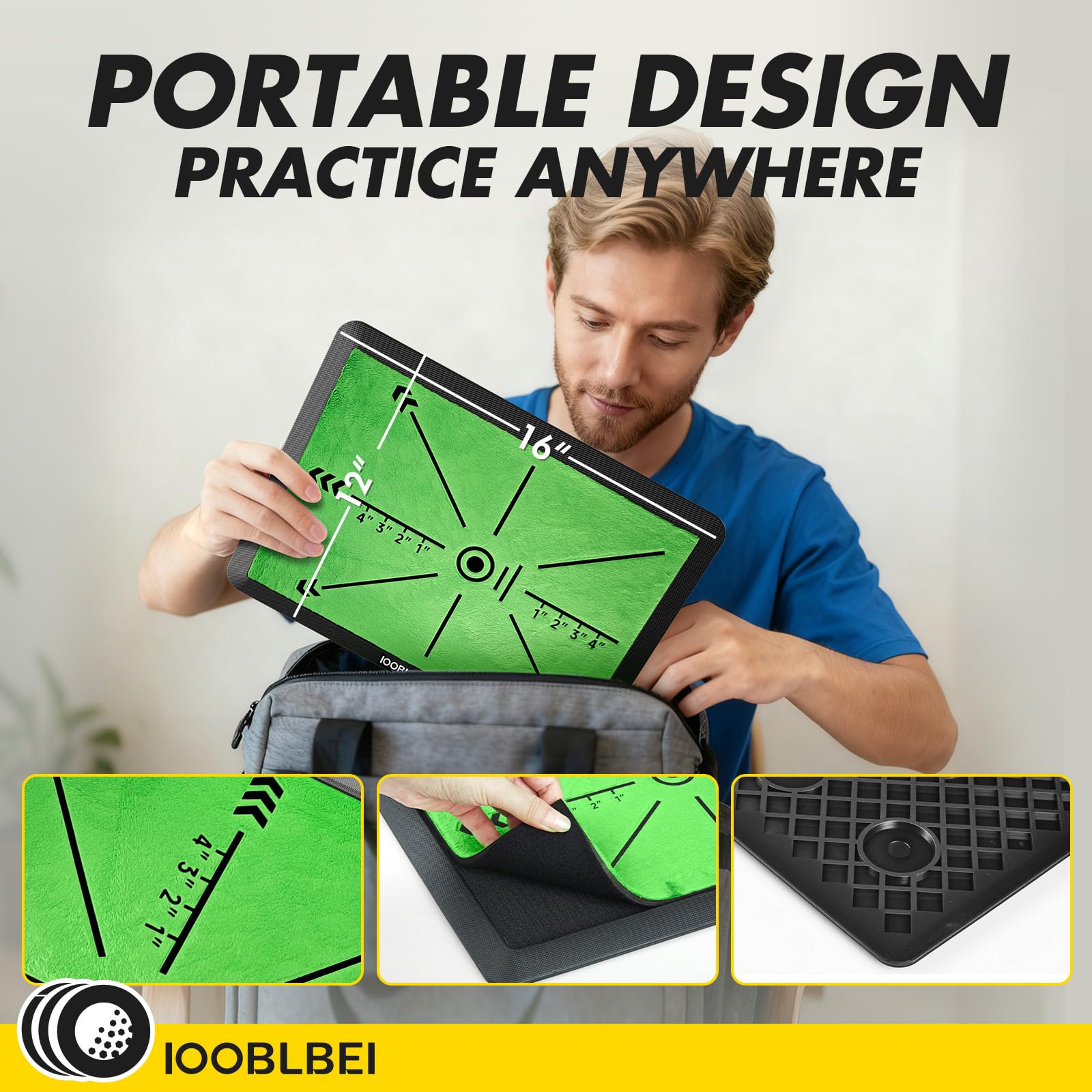IOOBLBEI mat outdoors on grass demonstrating portable training anywhere and stable footing
