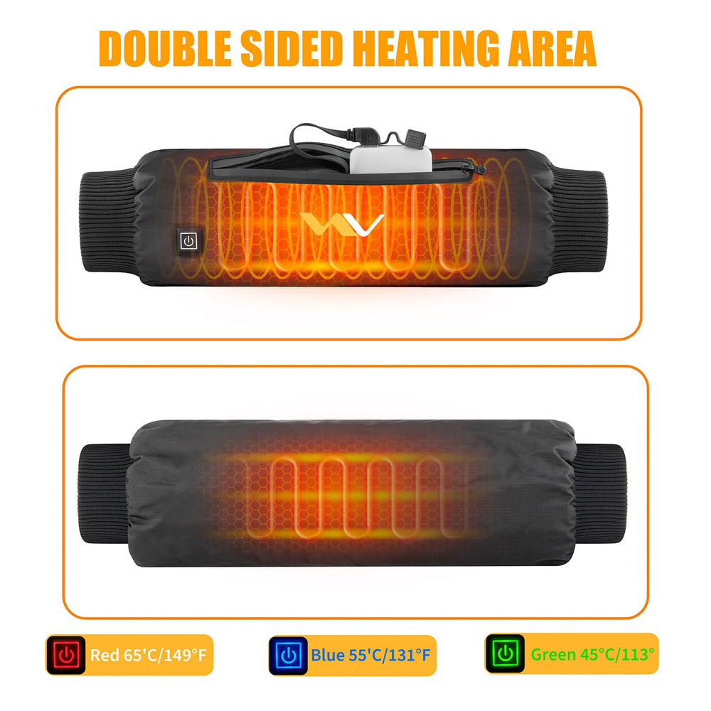 ipremium worn on waist lifestyle shot demonstrating secure adjustable belt and hands-free warmth