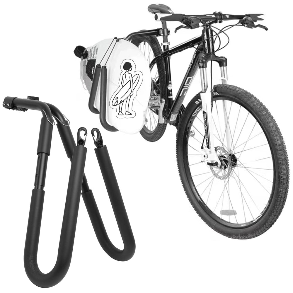 IQINGYJ in-use with cyclist carrying surfboard to beach for hands-free convenience