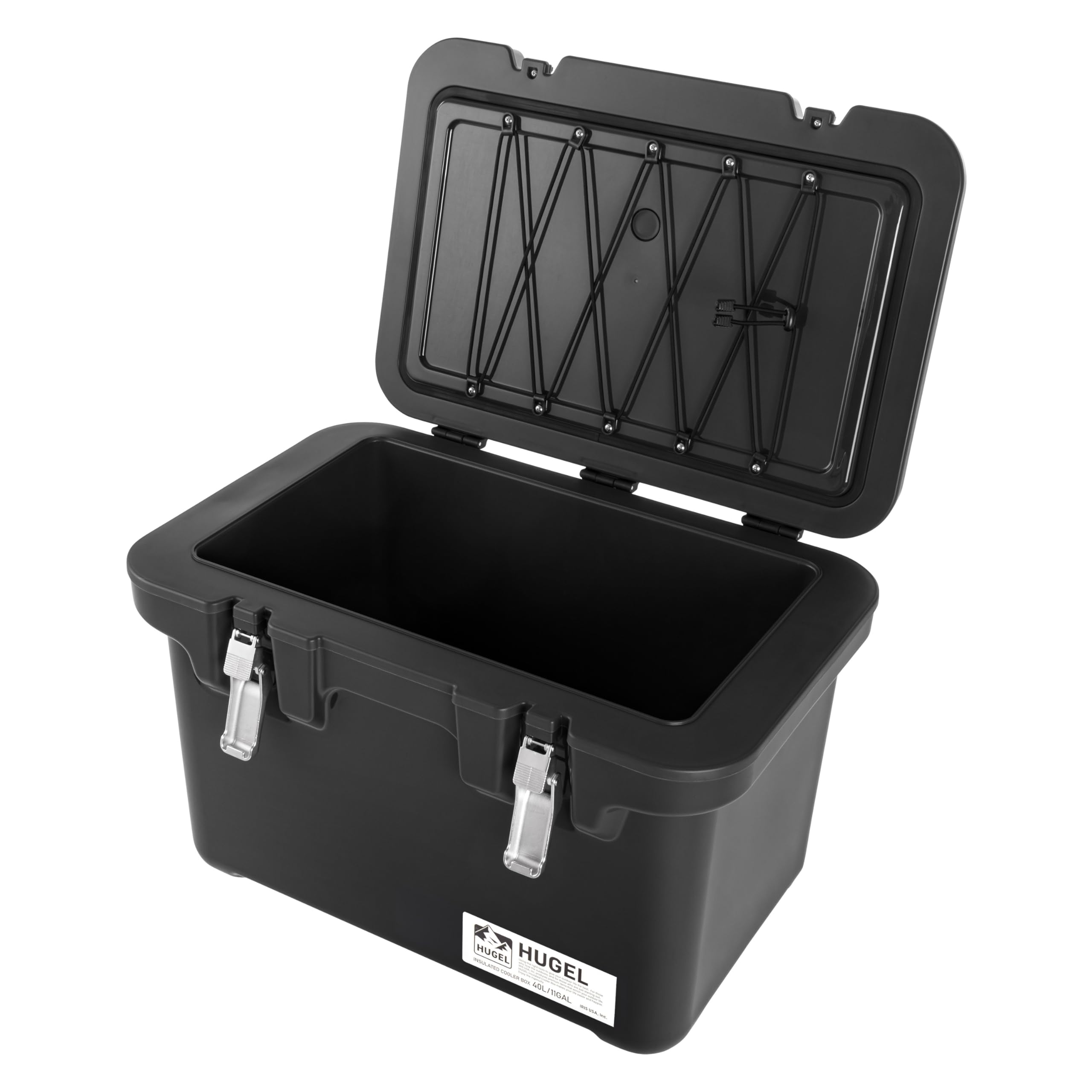 IRIS Ohyama Hugel front view showing rugged rotomolded shell and lid benefit durability