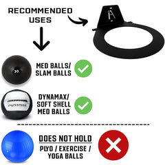 IRON AMERICAN holder with Dynamax ball in place for easy access during training