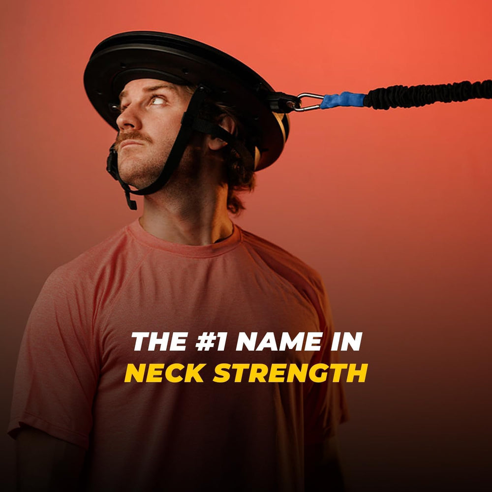 Iron Neck beside hand for scale showing portable travel-friendly size
