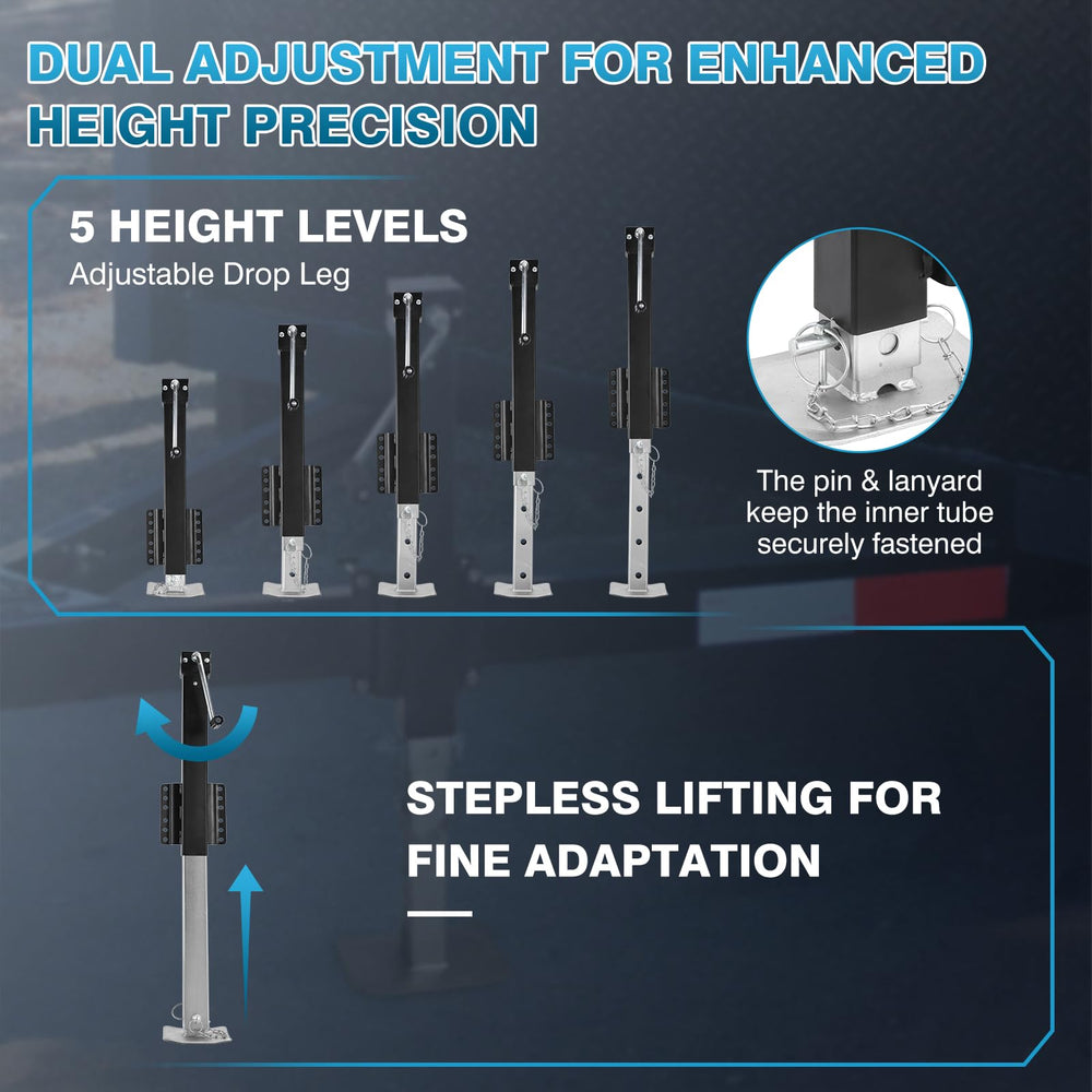 IRONWALLS jack next to ruler illustrating 3.1 to 31.5 inch adjustment