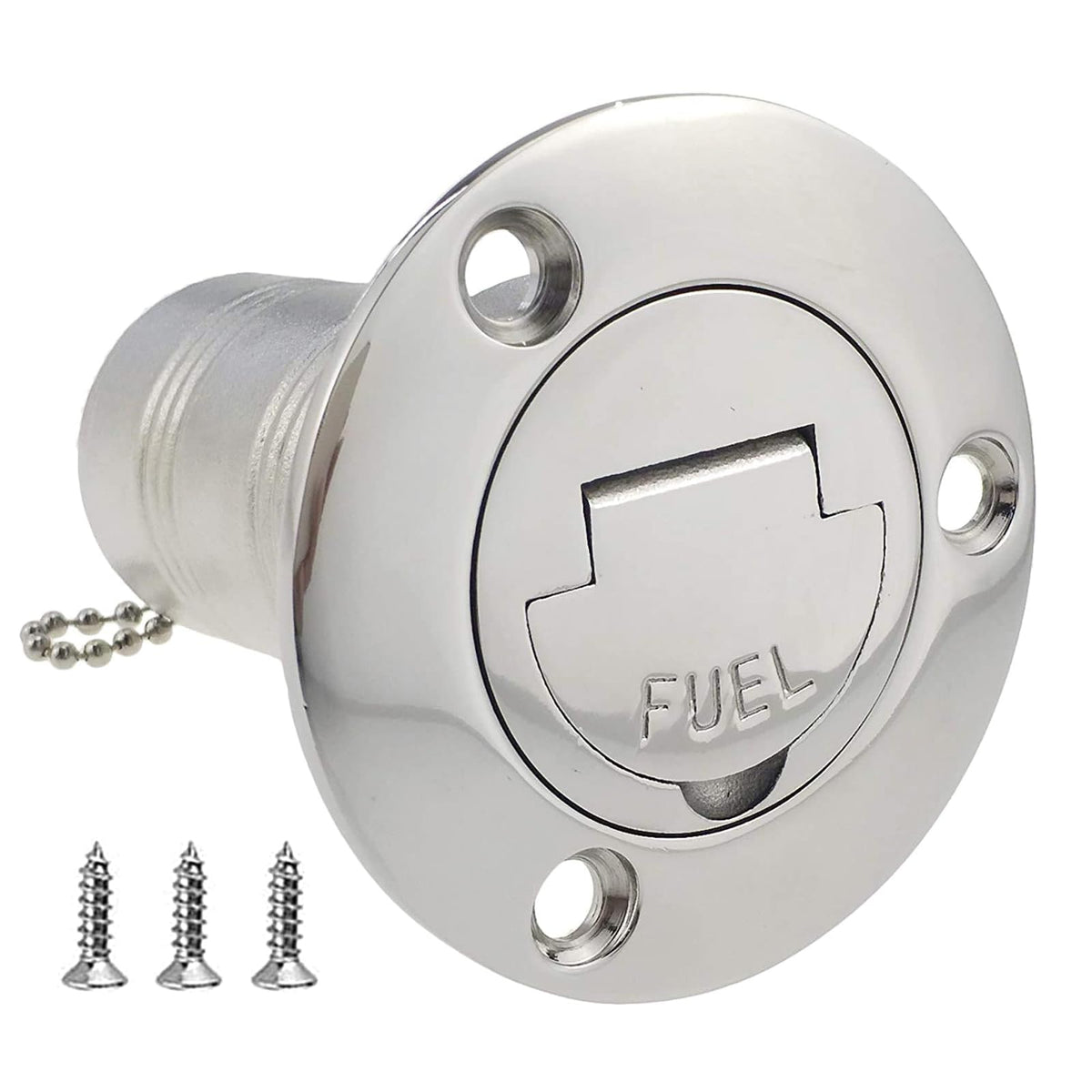 ISURE MARINE front view deck fill showing polished finish and tidy flange for a modern look