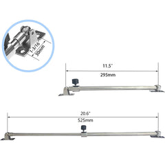 ISURE MARINE adjuster fully extended alongside a ruler showing 10"–20" range for fit