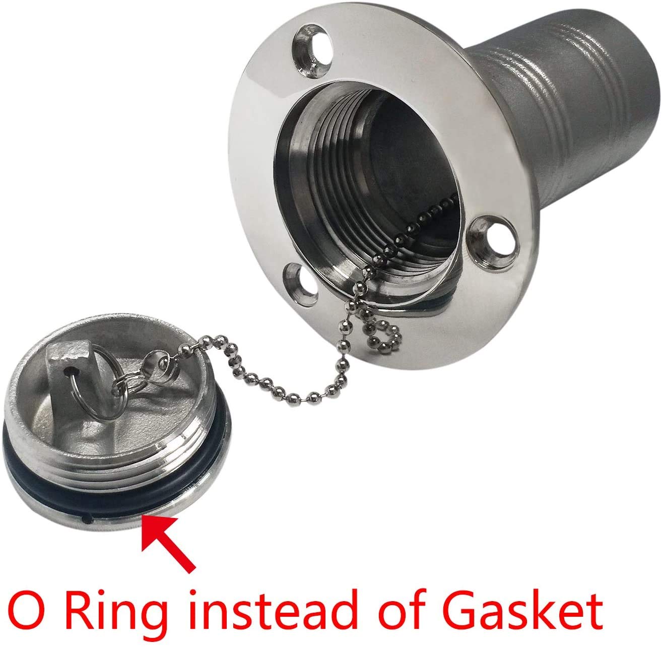 ISURE MARINE retaining chain and screws image showing secure cap retention and included fasteners